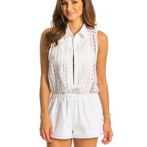 Red Carter Neo Bohemia Eyelet Cover Up Romper